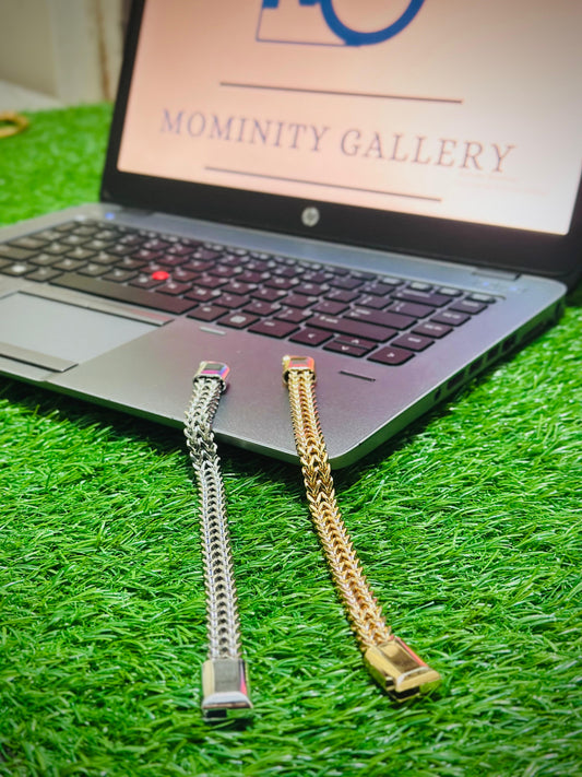 - Gold & Silver  Men's Bracelet With A stainless steel Chain Bracelet