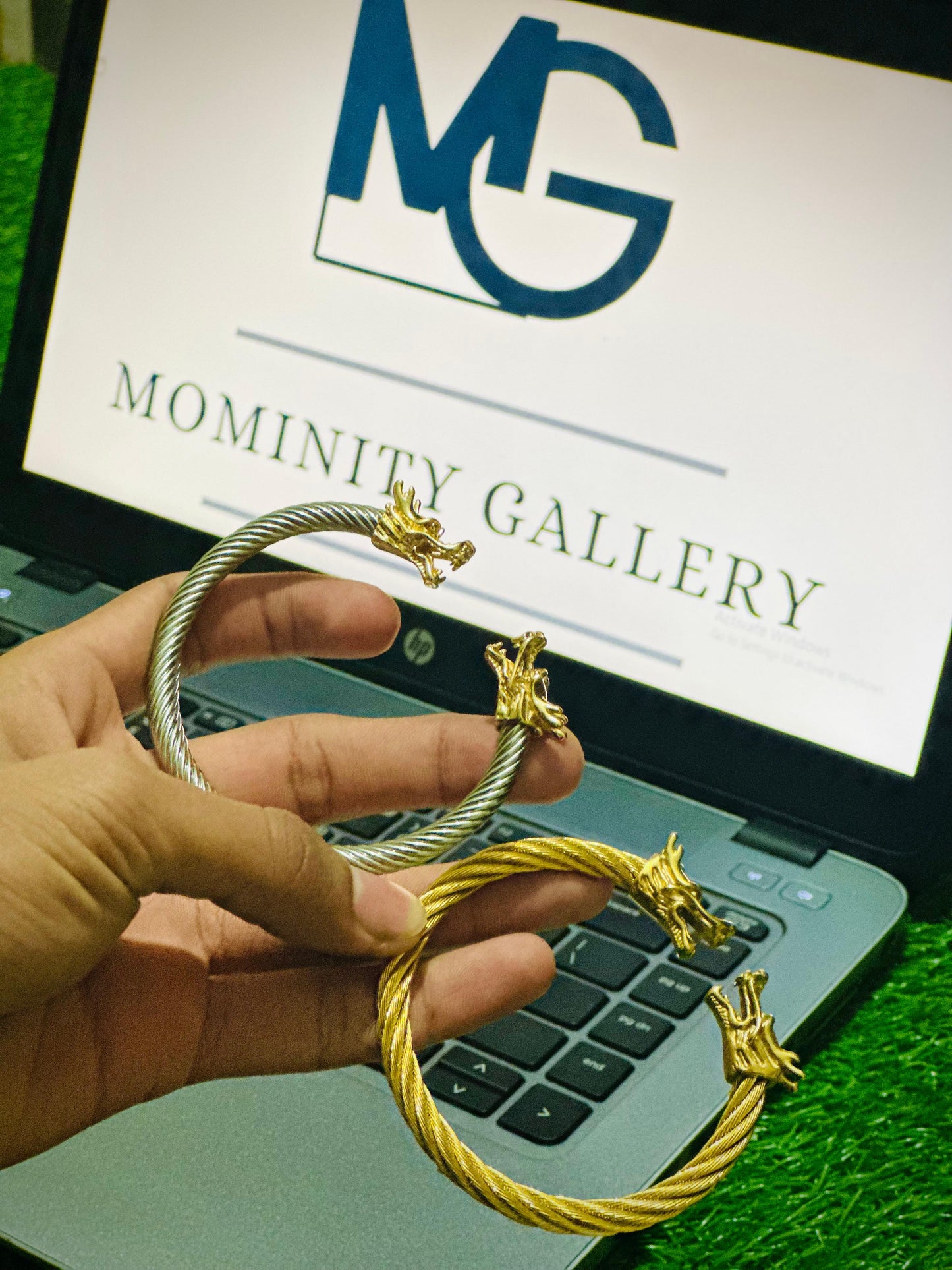 Stainless Steel , Adjustable Cuff Bangle Bracelet with Double Dragon heads